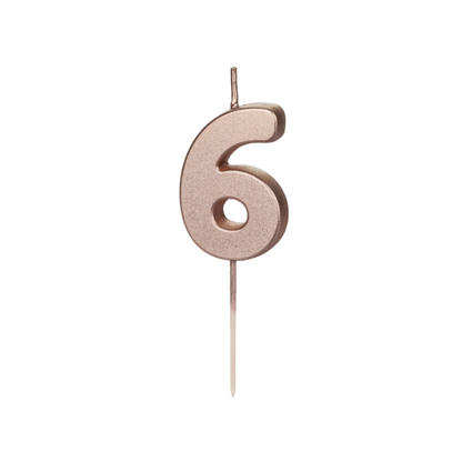 Geburtstagskerze Ziffer 6, 4.5 cm, Roségold - 1Stk.