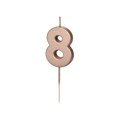Geburtstagskerze Ziffer 8, 4.5 cm, Roségold - 1Stk.