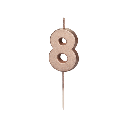 Geburtstagskerze Ziffer 8, 4.5 cm, Roségold - 1Stk.