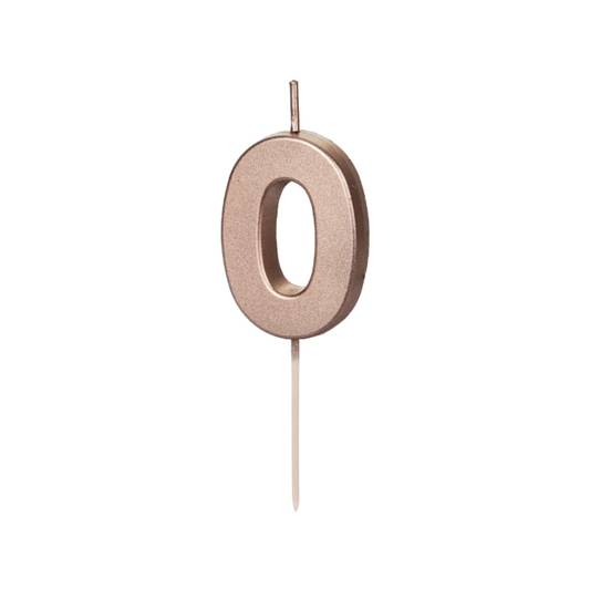 Geburtstagskerze Ziffer 0, 4.5 cm, Roségold - 1Stk.