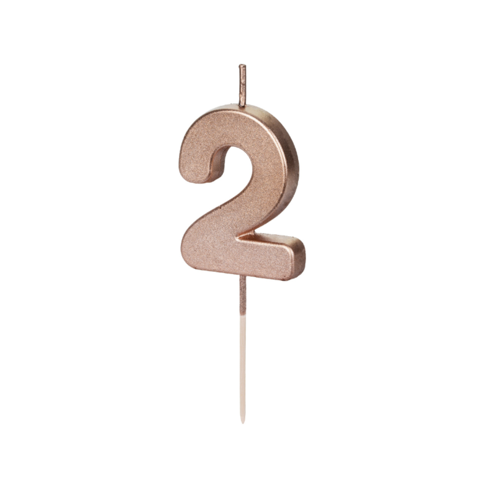 Geburtstagskerze Ziffer 2, 4.5 cm, Roségold - 1Stk.