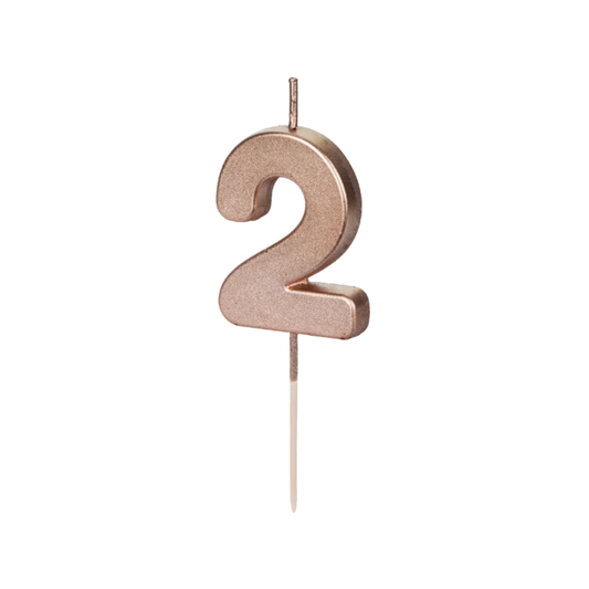 Geburtstagskerze Ziffer 2, 4.5 cm, Roségold - 1Stk.