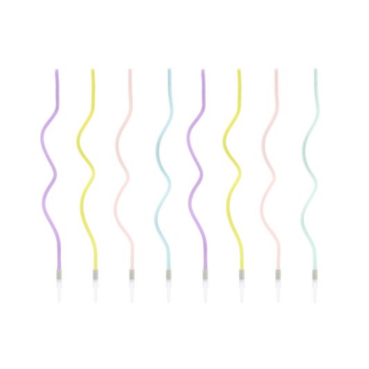 NEU! Gedrehte Geburtstagskerzen, Mix, 14cm - 8 Stk.