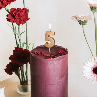 Geburtstagskerze Ziffer 5, 4.5 cm, Gold - 1Stk.