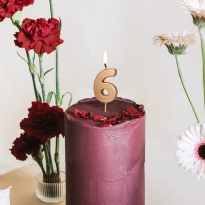 Geburtstagskerze Ziffer 6, 4.5 cm, Gold - 1Stk.