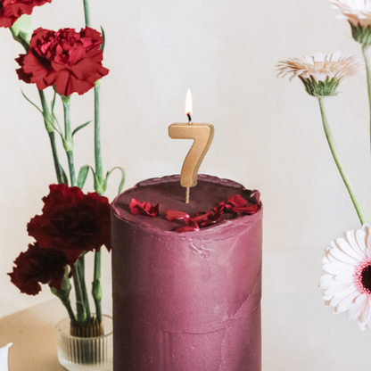 Geburtstagskerze Ziffer 7, 4.5 cm, Gold - 1Stk.