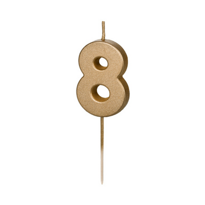 Geburtstagskerze Ziffer 8, 4.5 cm, Gold - 1Stk.