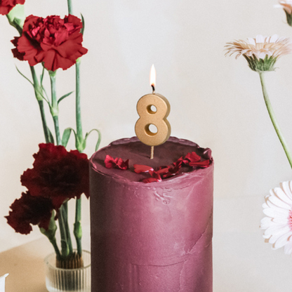 Geburtstagskerze Ziffer 8, 4.5 cm, Gold - 1Stk.