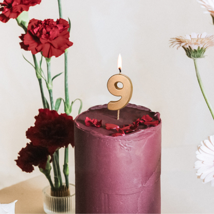 Geburtstagskerze Ziffer 9, 4.5 cm, Gold - 1Stk.