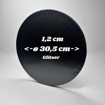 Tortenplatten ø 30.5 cm, 1.2cm, Schwarz/Glitzer, 1 Stück