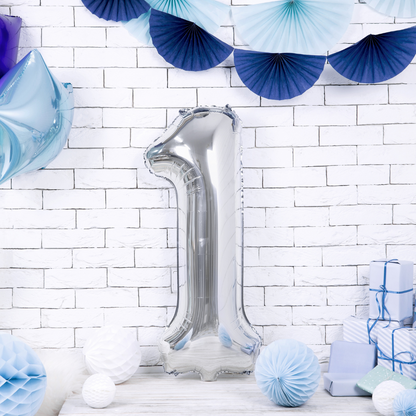 Folienballon Zahl ''1'', 86 cm Silber
