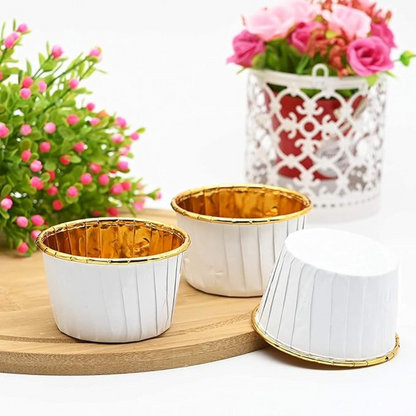 Weiß/GOLD Cupcake / Muffin Backförmchen 50stk.