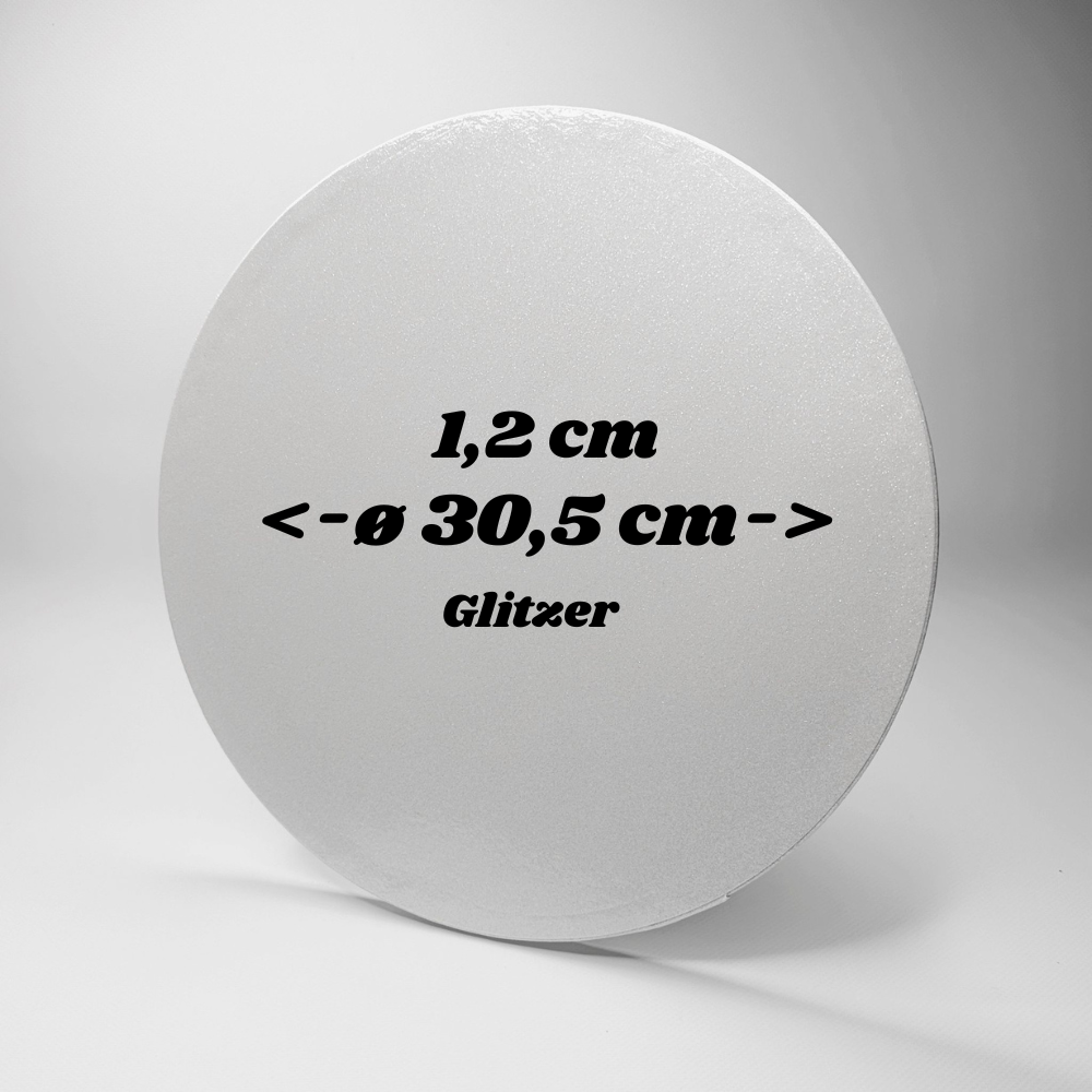 Tortenplatten ø 30.5 cm, 1.2cm, Weiß/Glitzer, 1 Stück