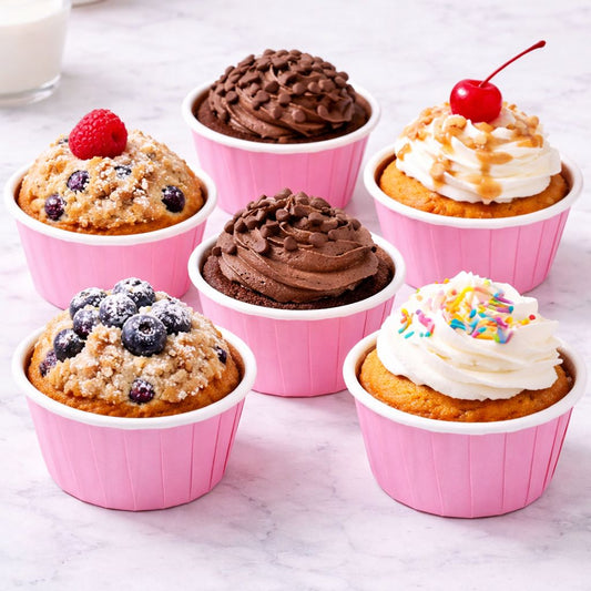 Pink/Weiß Cupcake / Muffin Backförmchen 50stk.